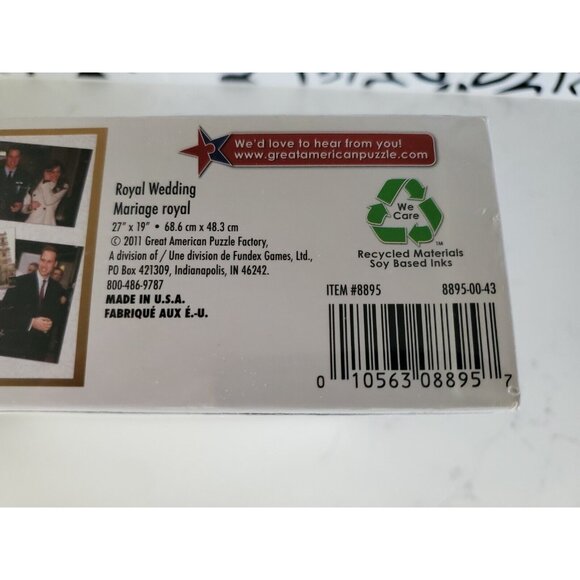 1000+ Royal Wedding April 2011 27"X19" Great American Puzzle Factory Wedding NEW - Picture 3 of 4